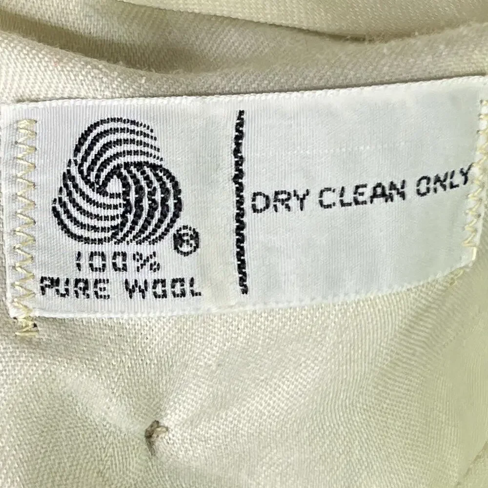 Vintage 70s Wool Pants Slacks Relaxed Khaki Tan Straight Leg Retro Academia